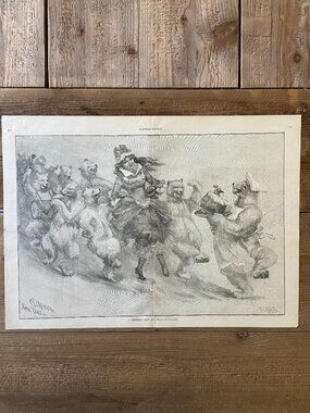 F.S. Church, Harpers Weekly, Woodcut Engraving, Christmas Fantasy